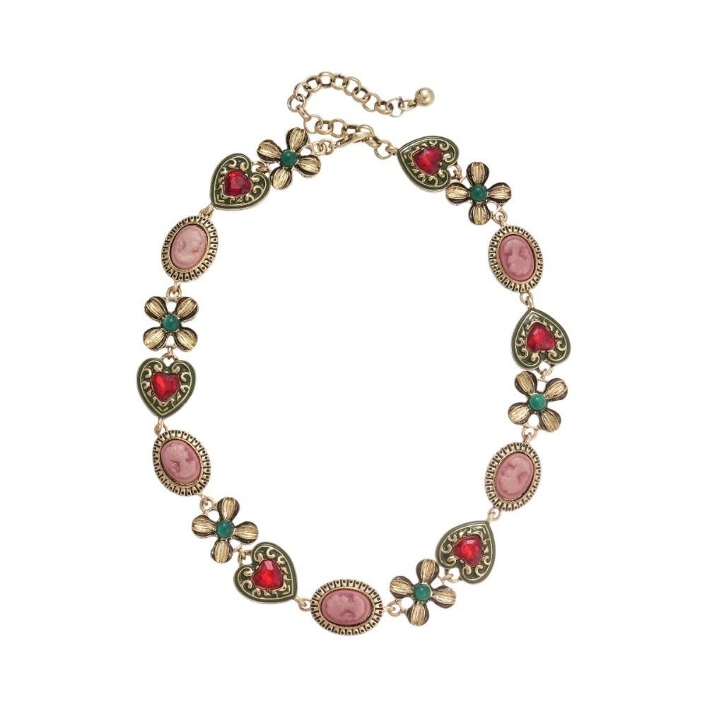 Flower and Heart Vintage Metal Necklace Court-style Bracelet Earrings Jewelry  Jewelry Accessories