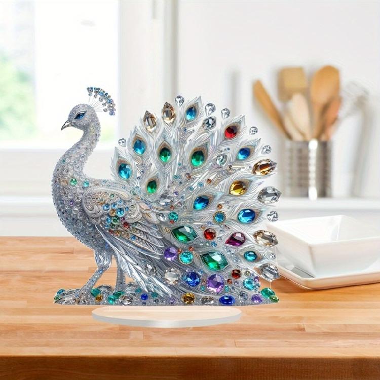 Acrylic Peacocks Statue Figurines Table Centerpieces Animal Figurines Sculptures Table Ornament for Home Office Decors