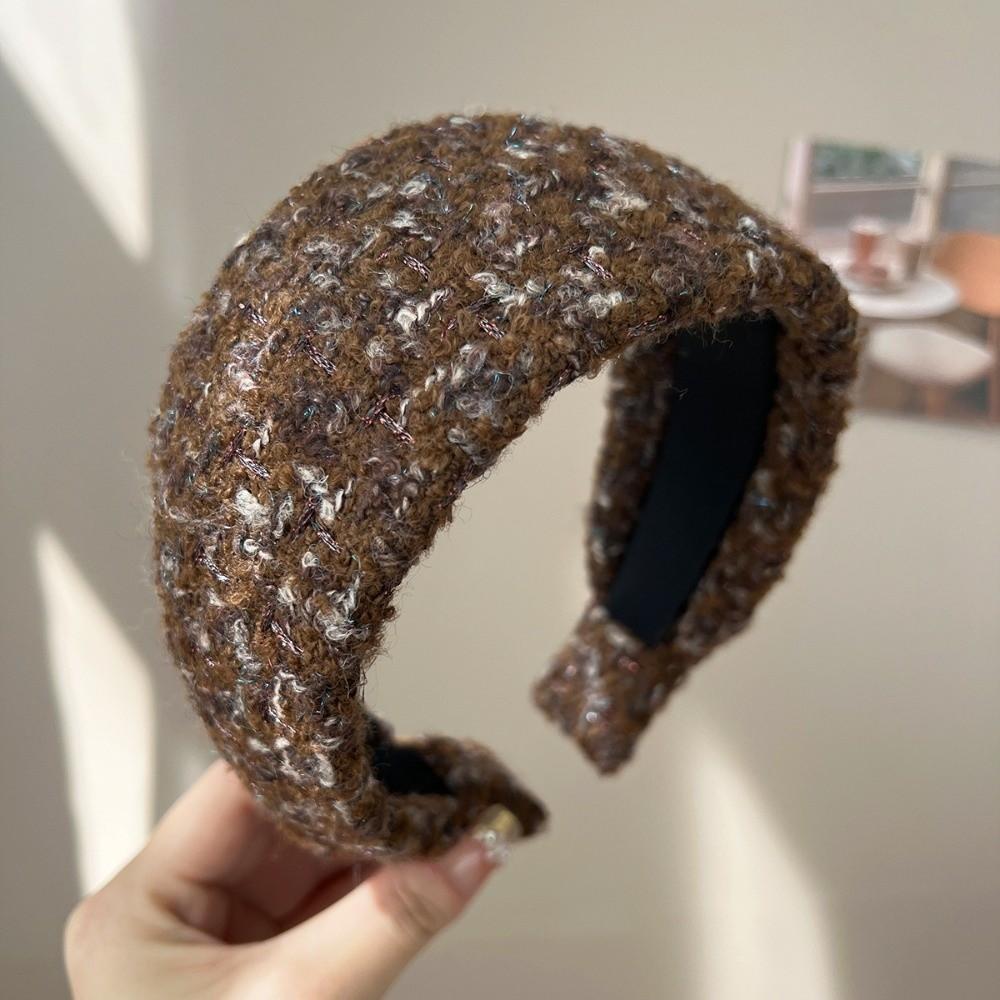 Handmade Craftsmanship Hair Hoop Tweed Fabric Wide Headband Elegant Anti-Slip Headband Daily Use