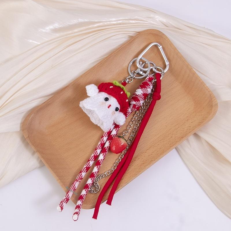 1 Piece Christmas Gifts Funny Crochet Santa Claus Doll Keychain Cute Handmade Plush Wool Knitted Santa Claus Ornament Decoration