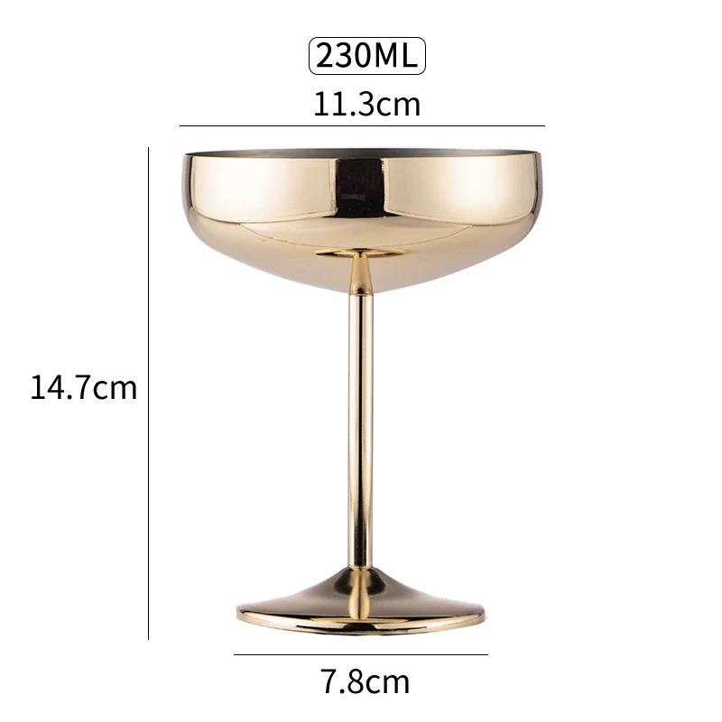 304 Stainless Steel Stemmed Cocktail & Wine Glass – Martini, Champagne, Bar Cup