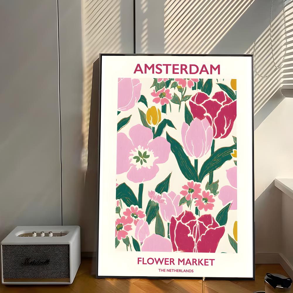 Colorful Anemones Shapes Flower Market Poster Decor Vintage Decorative Painting Classic Movie Posters Wall Art Painting