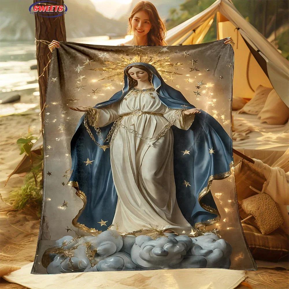 New Arrival ! Virgin Mary Pray Blanket, Warm and Cozy Flannel Blanket, Sofa Bedroom Office Leisure Nap Cover Blanket, Nice Gift