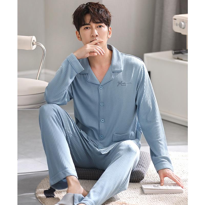 Pyjamas Herr Höst Modal Långärmad Vår Och Sommar Bomull Och Silke Hemkläder Tunt Stor Storlek Set