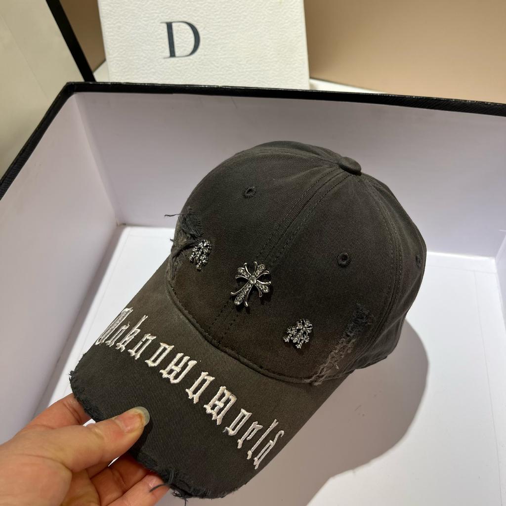 Cross Personality Washed Ripped Cap Street Versatile Punk Style Embroidery Alphabet Baseball Cap