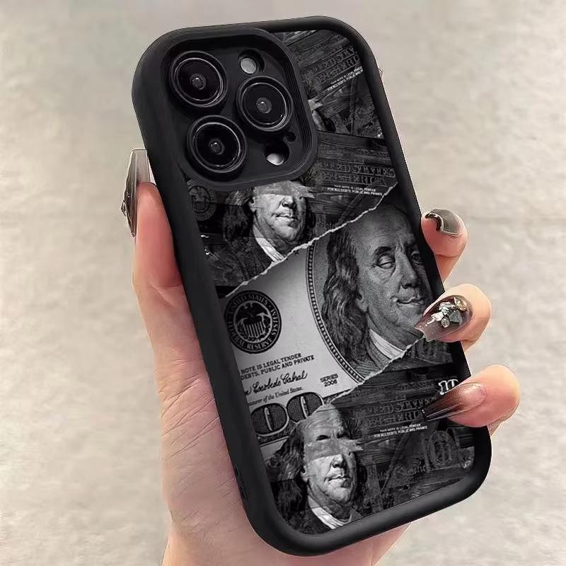 Black Dollar Banknote Design Phone Case For IPhone 17 17Air 16 15 14 Plus 13 12 11 Pro Max Case Cover Funda Bumber Coque