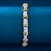 Xiancan Jewelry S925 Silver Gold-Plated XO Diamond Two-Tone Bracelet - Retro European & American Style