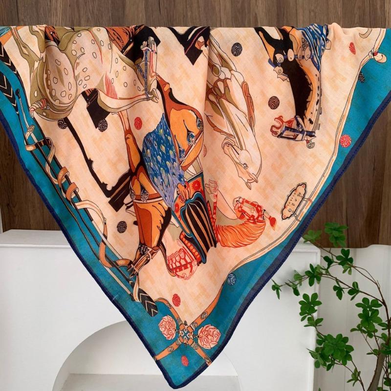 Square scarf new neck scarf scarf small shawl travel bag headscarf versatile cashew flower silk scarf