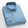Men's Long-Sleeve Oxford Cotton Shirt - Breathable, Solid Color for Casual or Daily Wear
