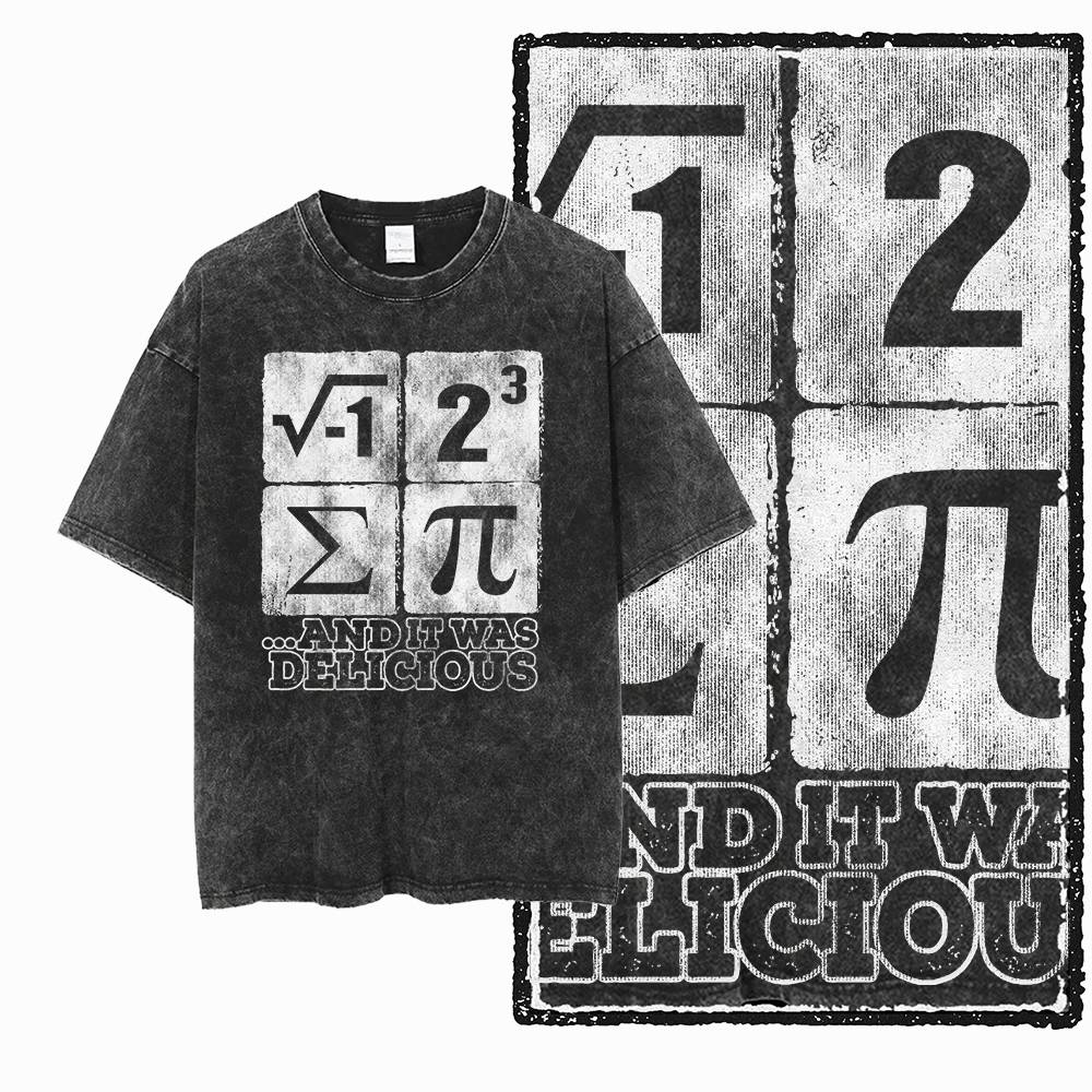 

G Acid Washed Black Cotton Vintage Math Graphic Unisex Tshirt Streetwear Big Size Cool Oneck Unisexs Tee Tshirt S