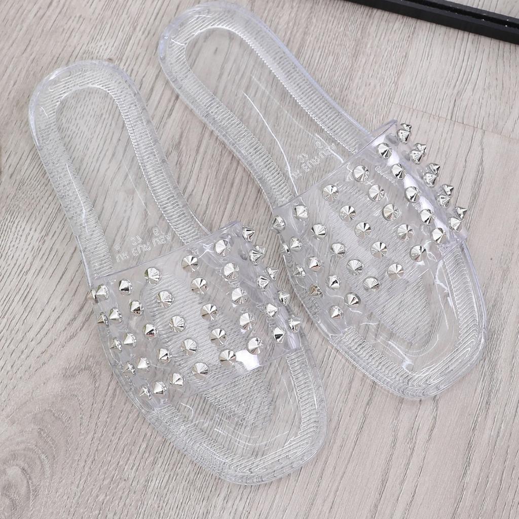 One-word slippers women's summer square head spikes