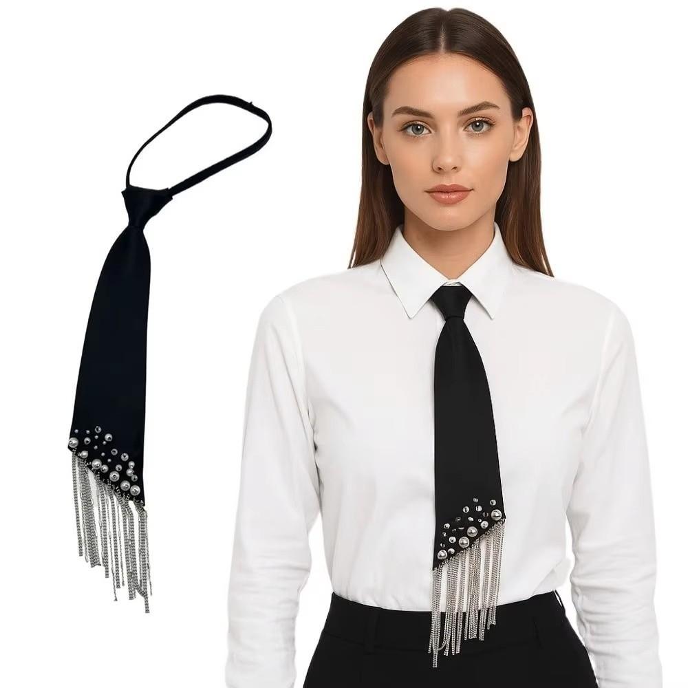 Korean Style Lazy Person Neck Tie with Tassel Bohemian Ladies' Cravat Fashion Pre Tied Neck Tie  JK
