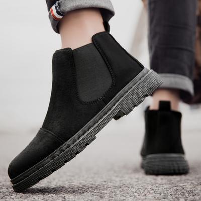 Retro Trend Pánské Chelsea boty Podzim Zima Pánské Studentské Vysoké Kotníkové Chodící Ležérní Boty Černá Khaki Semišové Kotníkové Polobotky
