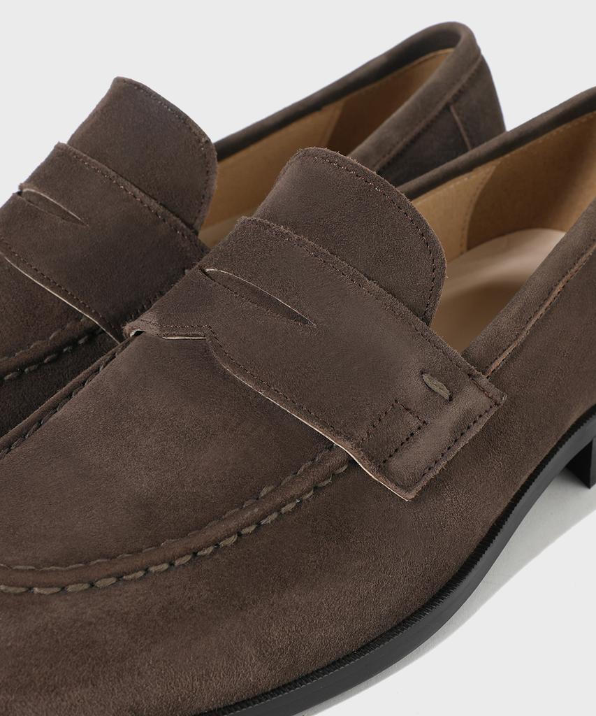 Firenze Atelier Standard U-Tip Suede Penny Loafers 4050-Qs [Dark Brown]
