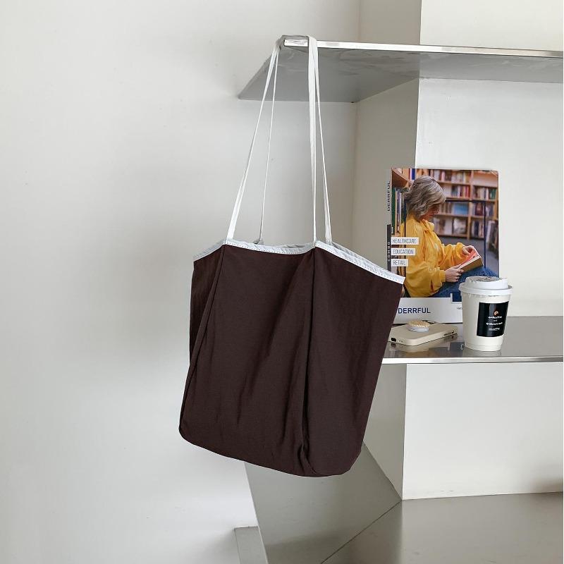 

Сумка-тоут в стиле ретро, большая вместимость, женская повседневная сумка для поездок на работу, сумка через плечо из нового нейлона для студенток кофейный