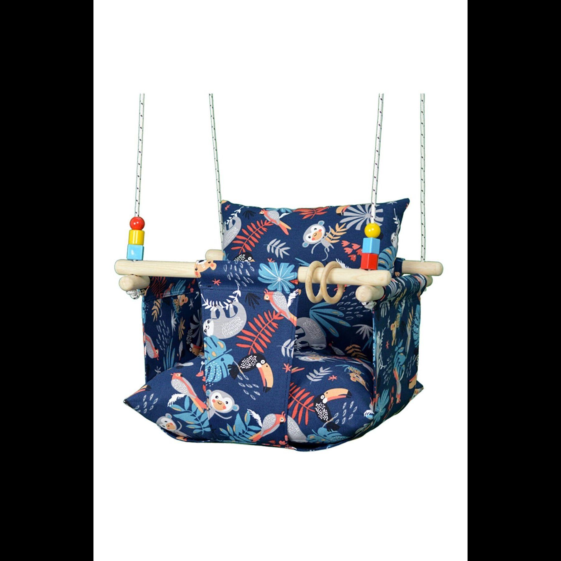 

Портативні дерев яні гойдалки, що висять на стелі, Дитячі гойдалки-гамак - щасливі тварини