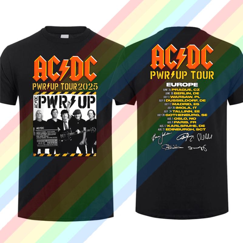 2025 Nové pánské tričko Ležérní AC Pwr Up World Tour DC EUROPE 2025 Tričko Grafické Letní Krátký rukáv Cool Tričko