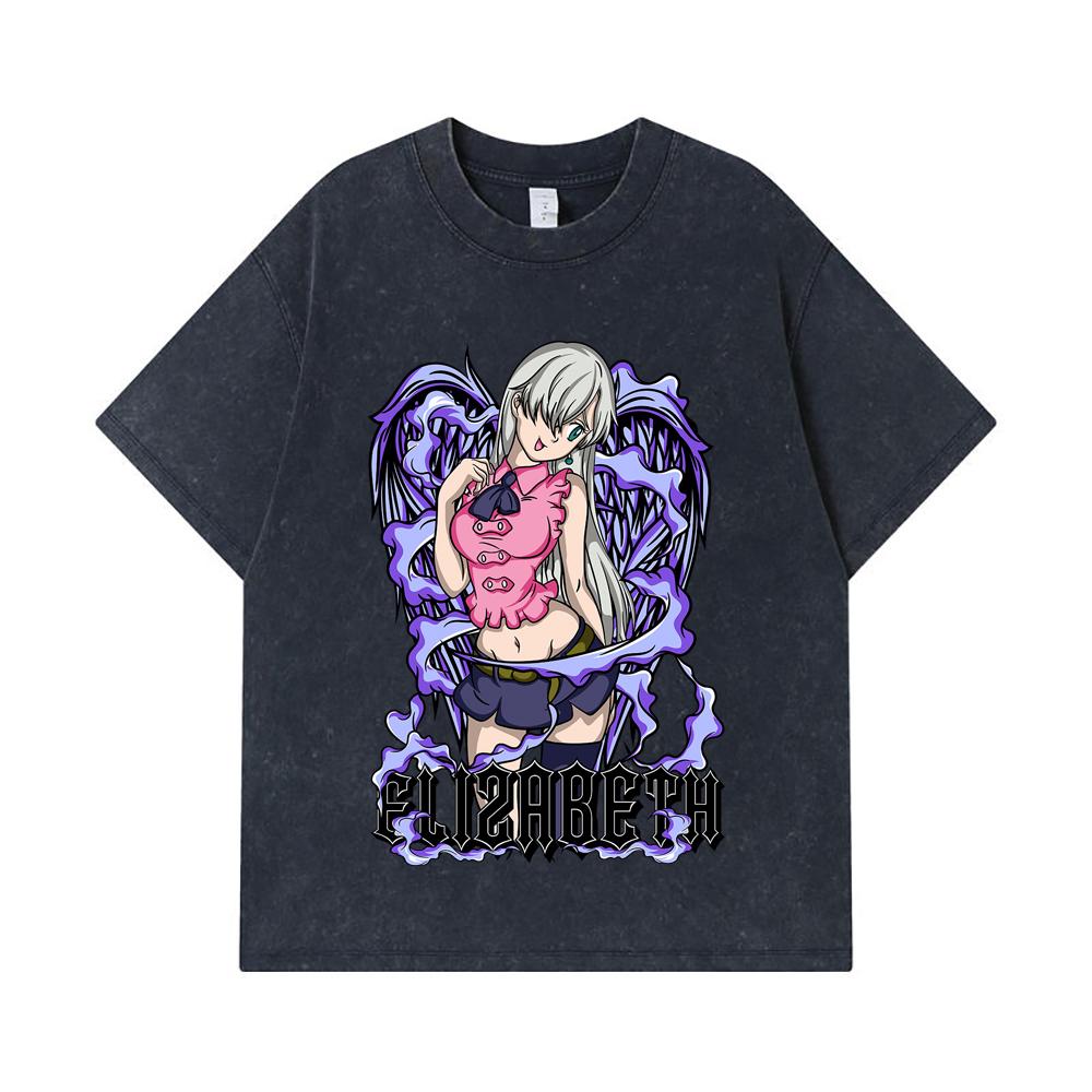 GSM Washed Tshirts Cotton Seven Deadly Sins V Elizabeth Print Unisex Heavy Cotton T Shirt