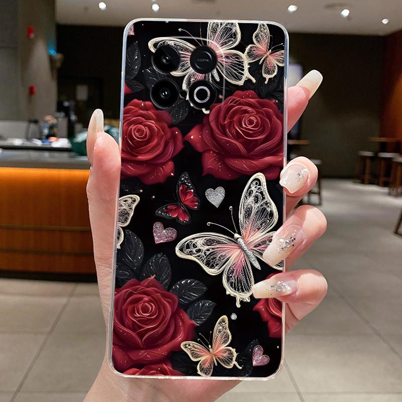 Luxury Butterfly Flower Case For Vivo iQOO Neo 10 / Neo10 ( Snapdragon 8s Gen 4 Version ) Clear TPU Silicone Cover Fundas Coque