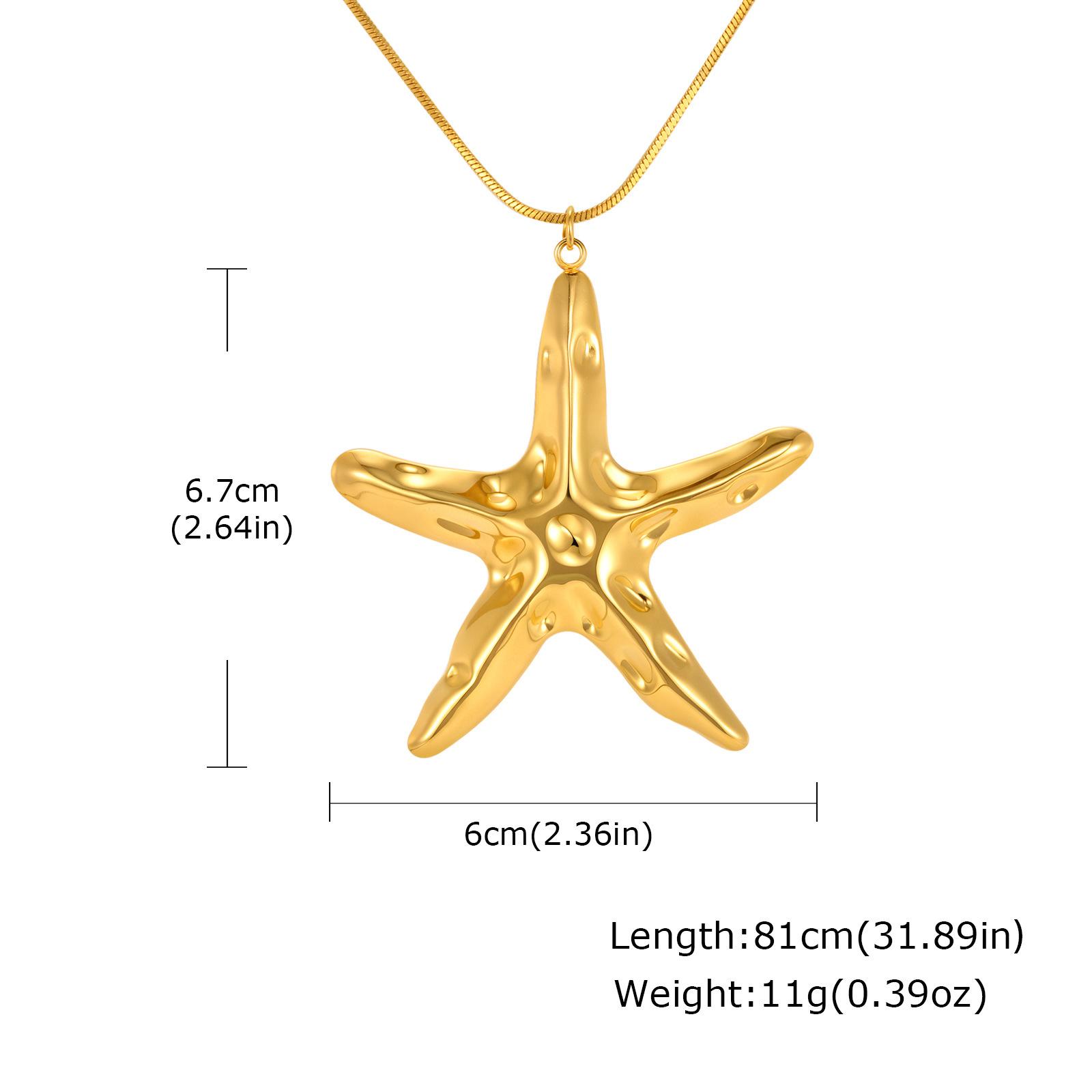 Summer Beach Wind Stainless Steel Ocean Pendant Necklace, Women S Personality Exaggerated Fashion Accessories 2768