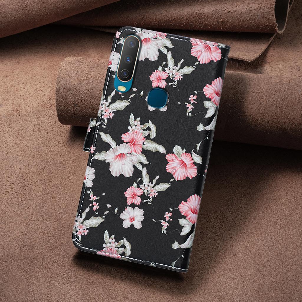 Für VIVO Serie Lederhüllen Blume Schmetterling Bemaltes PU Schutzhülle Kartenhalter Magnetverschluss Aufsteller Für VIVO Y39 Y29 Y38 Y200i Y03 Y78