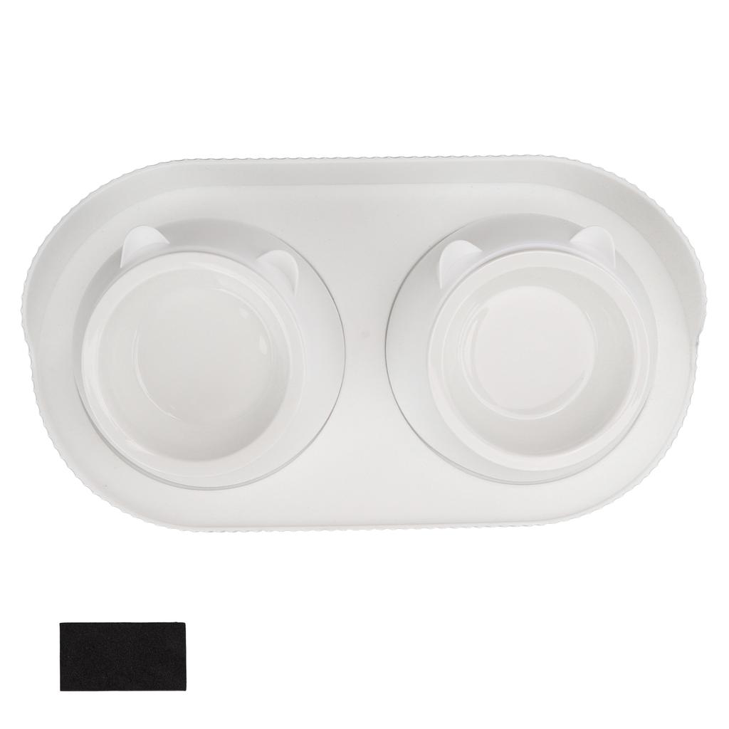 Keramik-Hundenapf-Set Lebensmittelecht Anti-Spritz Doppel-Futter-Wassernäpfe für Katzen Hunde Kätzchen und Welpen(Weißer [Cheongsam]