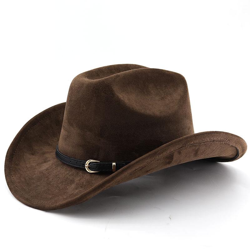 Classic simple belt, western cowboy hat, woolen jazz top hat, men's and women's ethnic style autumn and winter felt hat, big eaves hat