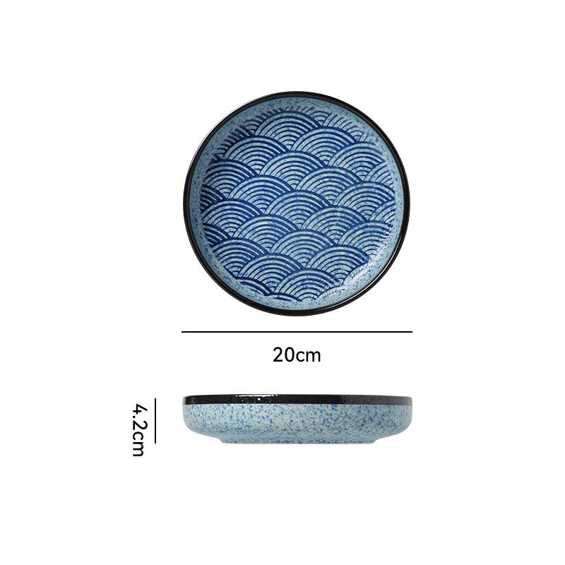 Japanese Retro Ceramic Tableware Rice Plate Restaurant Hotel Steak Plate Western Plate Household Deep Plate Soup Plate