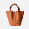 Women's Genuine Leather Bucket Handbag - Large Capacity, High-End Cowhide Veggie Basket Style