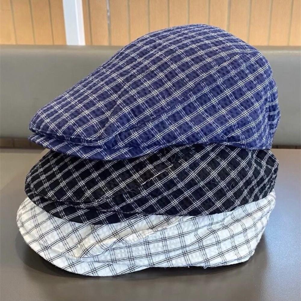 Korean Style Plaid Berets Forward Cap Painter Hat Vintage Newsboy Caps  Girl