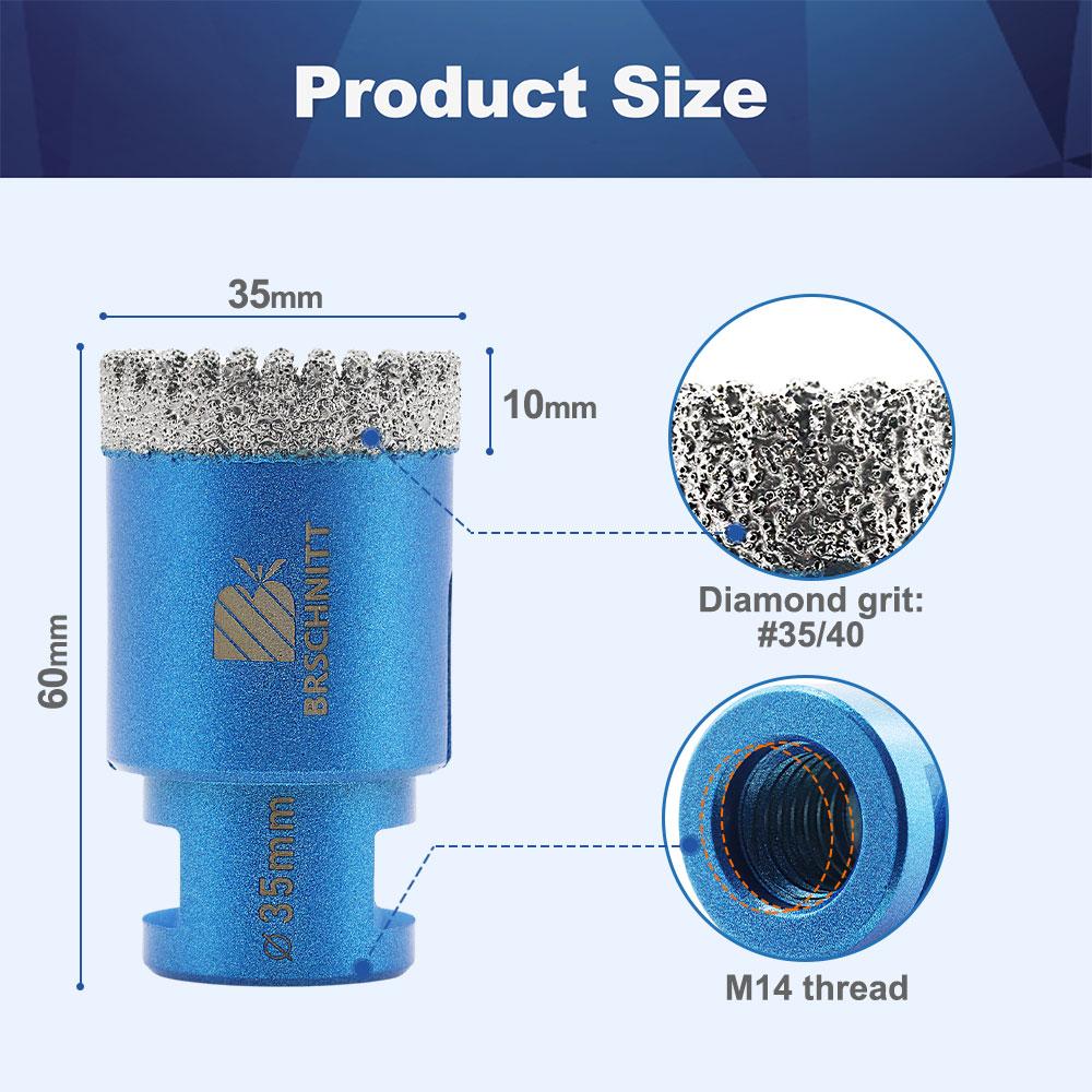 BRSCHNITT Drilling Bit Dia 20-100mm for Granite Marble Stone Hole Saw Porcelain Tile Cutter Drilling Core Bit
