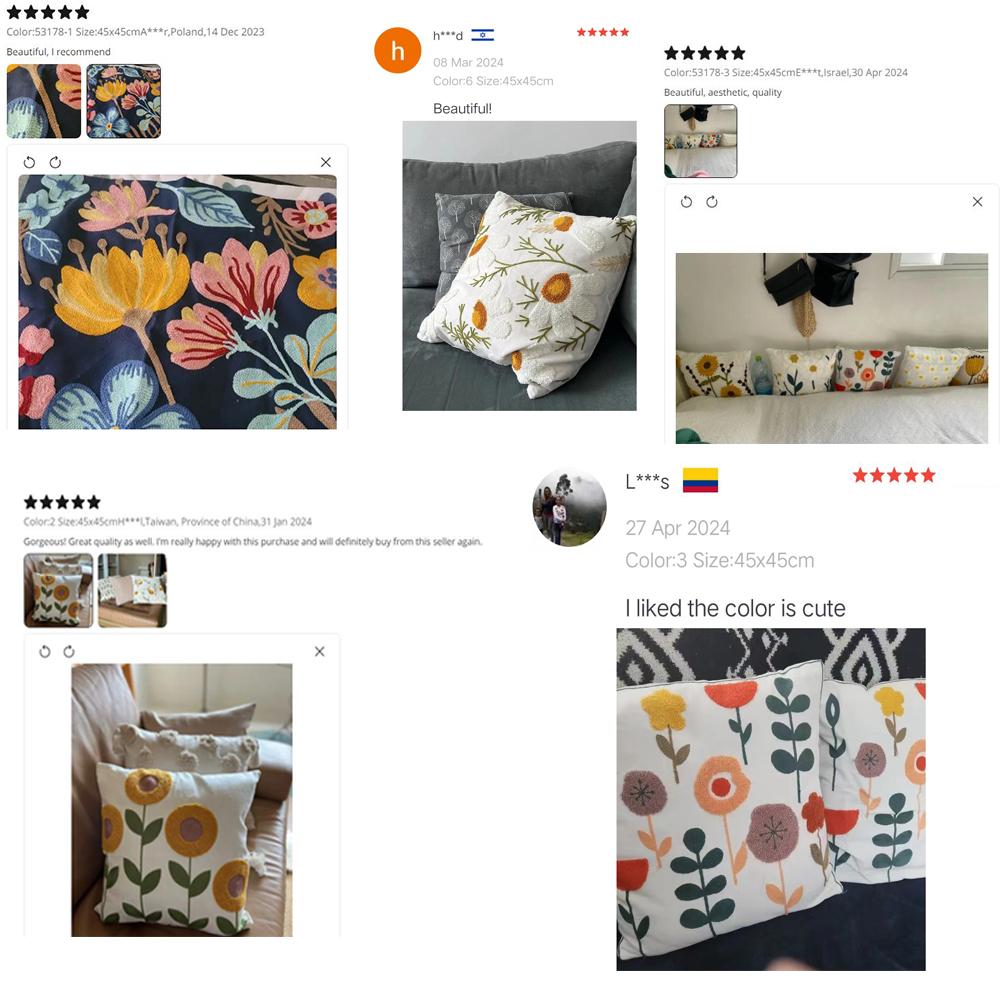 Towel embroidered Flower Cushion Covers Linen Minimalist Sofa Headboard Pillow Case Office Cushion Covers 45x45cm