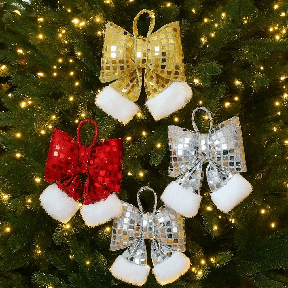 Creative Design Christmas Sequin Bow S/M/L Size Sparkling Christmas Tree Ornament Party Decoration Bow Pendant