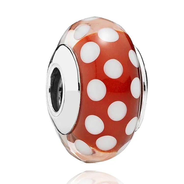 Romantic Red love glass beads copper Classic Murano Glass Charm Compatible With Do It Yourself Bracelets Necklaces Women Jewellery Anniversary gift