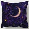 1pc, Quirky Moon And Stars Universe Pillowcase, 45.21 X 45.21 Cm - Vibrant Deep Purple, Single-Sided Print with Golden Stars And Crescent Moon Design,