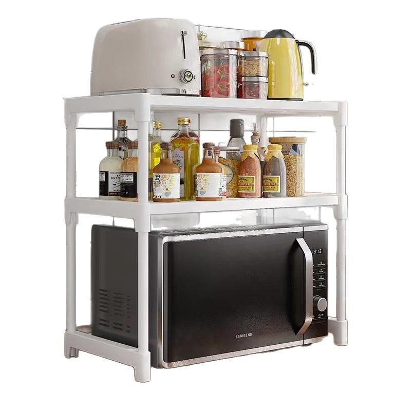 Popular Double Layer Microwave Oven Rack – Simple, Multi-Purpose Kitchen Storage with Seasoning Box Organizer