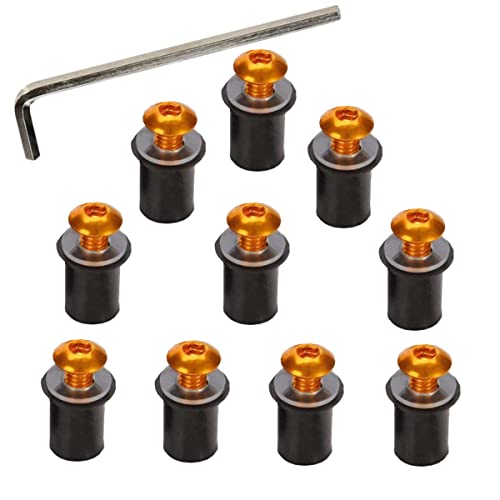 

[Набор из 10 штук] Болты для экрана, Резиновые втулки, Болты 5 мм, Болты с шестигранным ключом, M5, для мотоциклетных ветровых стекол, обтекателей, экранов, крепления