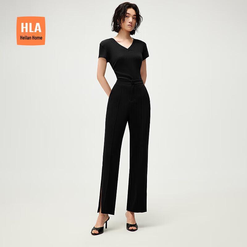 

HLA Women s Ribbed Slit-Hem Casual Pants S (155/64A)