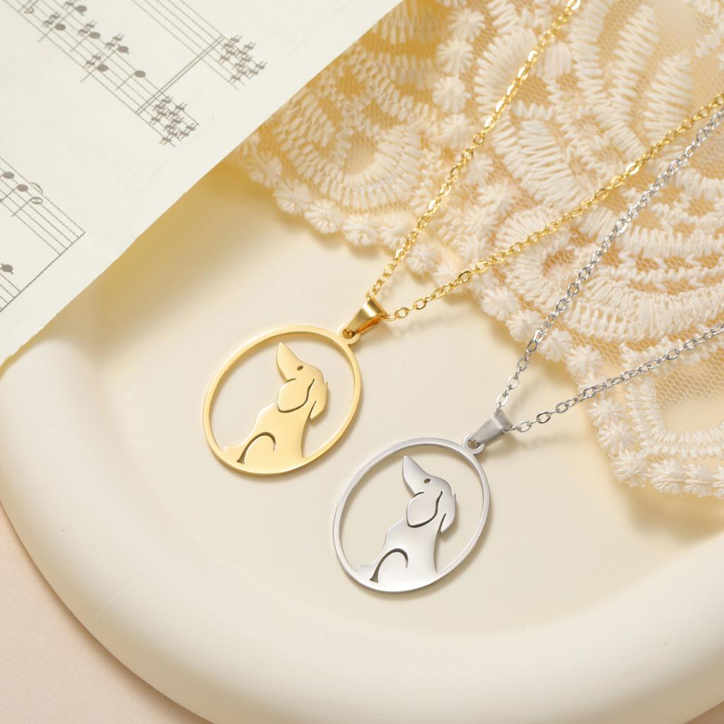 Cazador Cute Sitting Dog Pet Pendant Women's Necklace Golden Retriever Dachshund Choker Neck Chain Gift Stainless Steel Jewelry