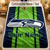 Flannel BlanketSeattle Seahawks Custom Name Text Personalized Soft Warm Throw Blanket Home Decor Gift