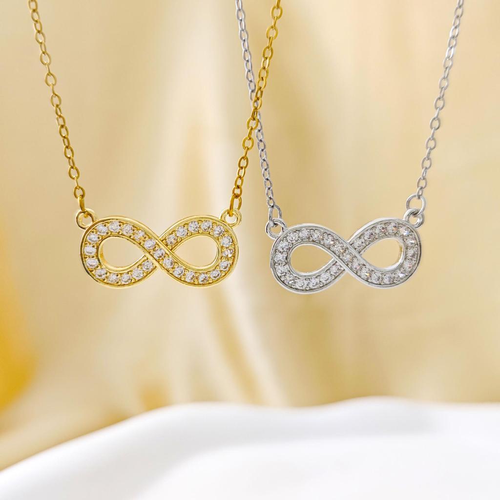 Elegant Gold Infinity Love Pendant Necklace - Titanium Steel, Full Diamond, High-End Luxury Design