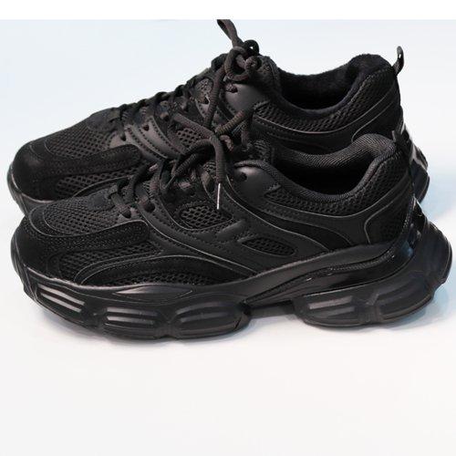 [Button Seoul] Fleece-Lined Ugly Daddy Mesh Sneakers - Triple Black [Shipped from Korea] 100% Authentic