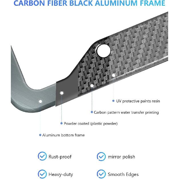 Carbon Fiber License Plate Frames- Black Carbon Pattern Aluminum Front & Rear Car Tag Holder Cover 2 Pack With Mount Hardware, Screws, Caps,