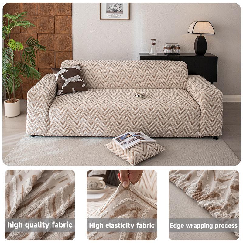 Jacquard Elastische Sofabezüge für Wohnzimmer Überwürfe Stretch Polarfleece Sessel Schutz L-förmiges Sofa 1/2/3/4 Sitzer Zuhause