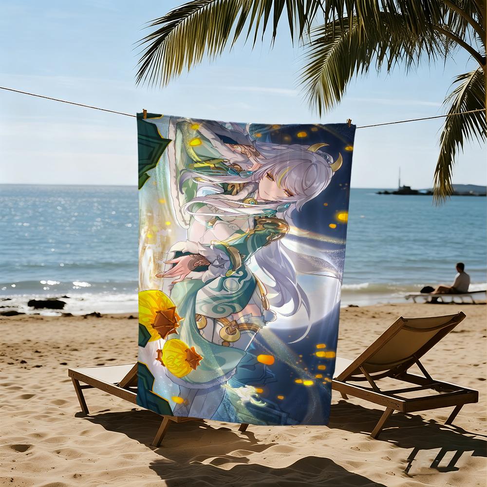 Genshin Impact Zibai Towel Beach Quick Dry Soft Pool Towels Gift for Travel Gym Shower Camping Sports