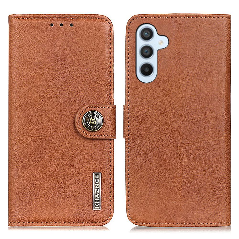 

KHAZNEH For Samsung Galaxy S25/S24 Case Cowhide Texture Phone Leather Cover Brown