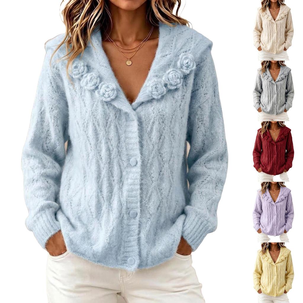 Women's Color Casual Long Sleeve Sweater Coat, Fashion Knit Outerwear for Fall Winter Everyday Wear