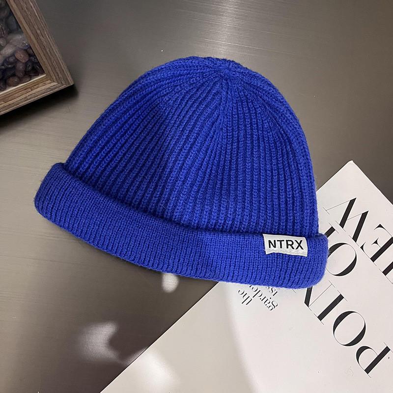 Letter Ntrx Trendy Pattern Solid Color Knitted Cap For Cold Weather Fashion