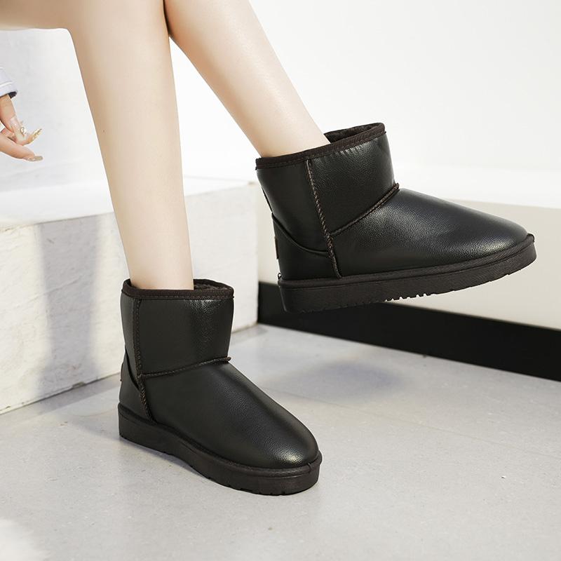 Vinter Nya Nordöstra Vattentäta Dam Snökängor Kort Skaft Platt Sula Varma Förtjockade Fleecefodrade Bomullsskor