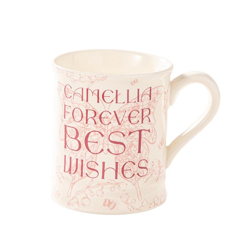 

Retro European letter ceramic mug creative light luxury coffee water cup high value souvenir breakfast milk cup 380ml